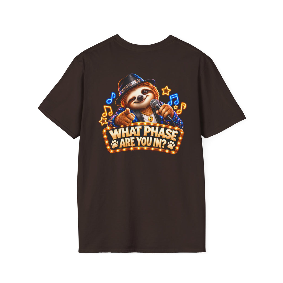 What Phase Are You In? Karaoke Sloth Graphic T-Shirt