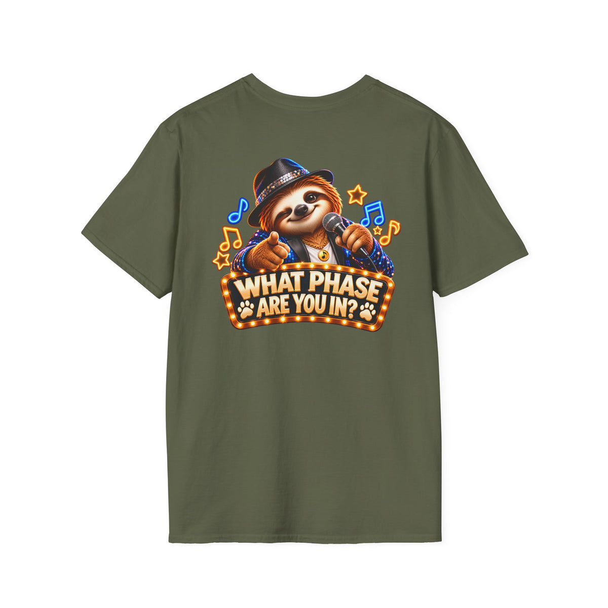 What Phase Are You In? Karaoke Sloth Graphic T-Shirt