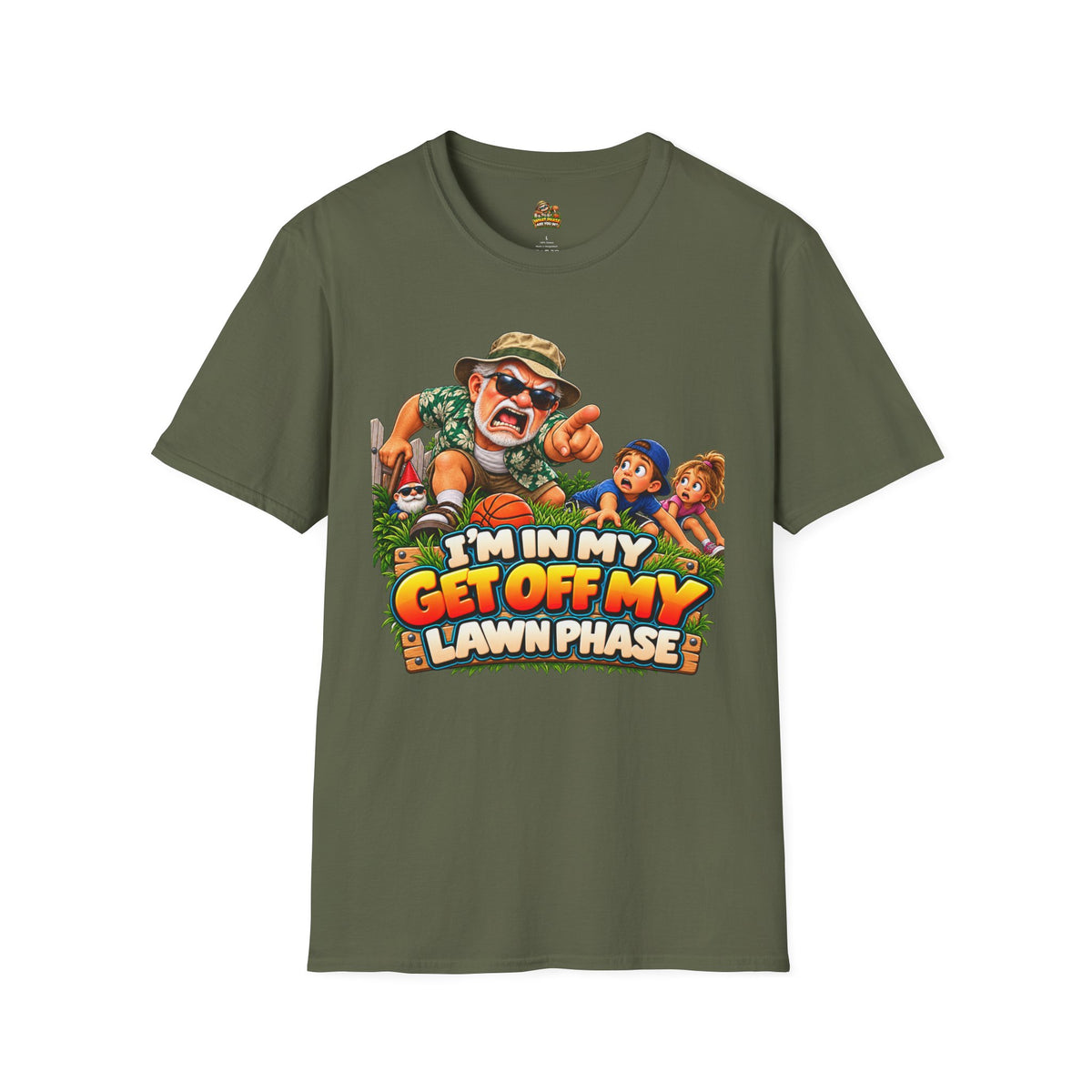 T-Shirt — "I'm in My Get Off My Lawn Phase" Funny Retro Gardening Tee